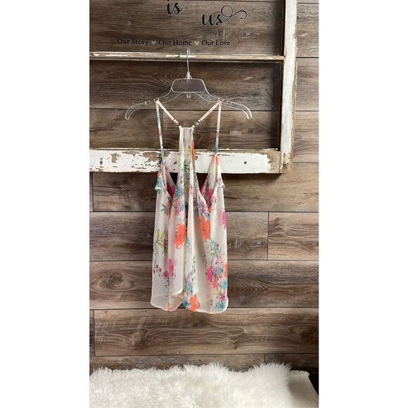 Arizona Jeans XL Floral Sheer Racerback Flowy Top - Picture 7 of 11